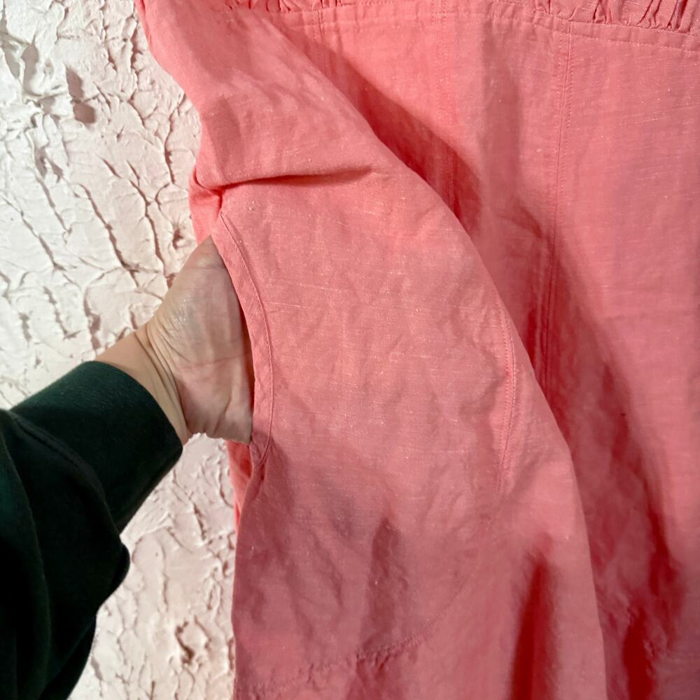 Linen Blend Pink Mini Dress Freedom Trail Women’s Sleeveless V Neck Summer Dress - Picture 4 of 8